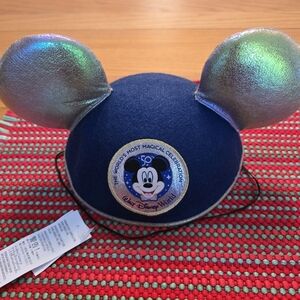 Adult 50th Anniversary Celebration  Mickey Mouse Ears Hat - Blue and Sil…